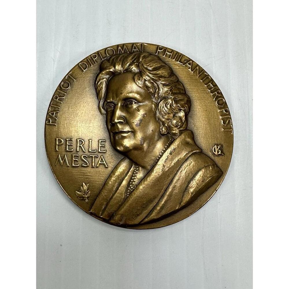 VTG Perle Mesta Patriot Diplomat Philanthropist Bronze Oklahomas Ambassador 1965